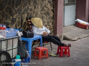 Vietnamese woman napping